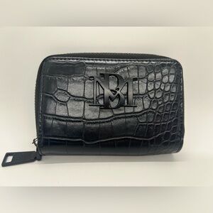 Badgley Mischka Small Black Crocodile Print Wallet